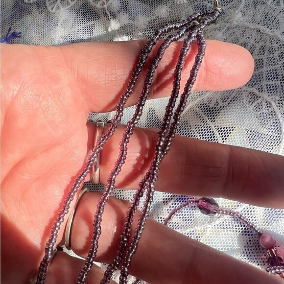 Pink Purple Barbiecore Multi-strand Beaded Necklace - Picture 6 of 9